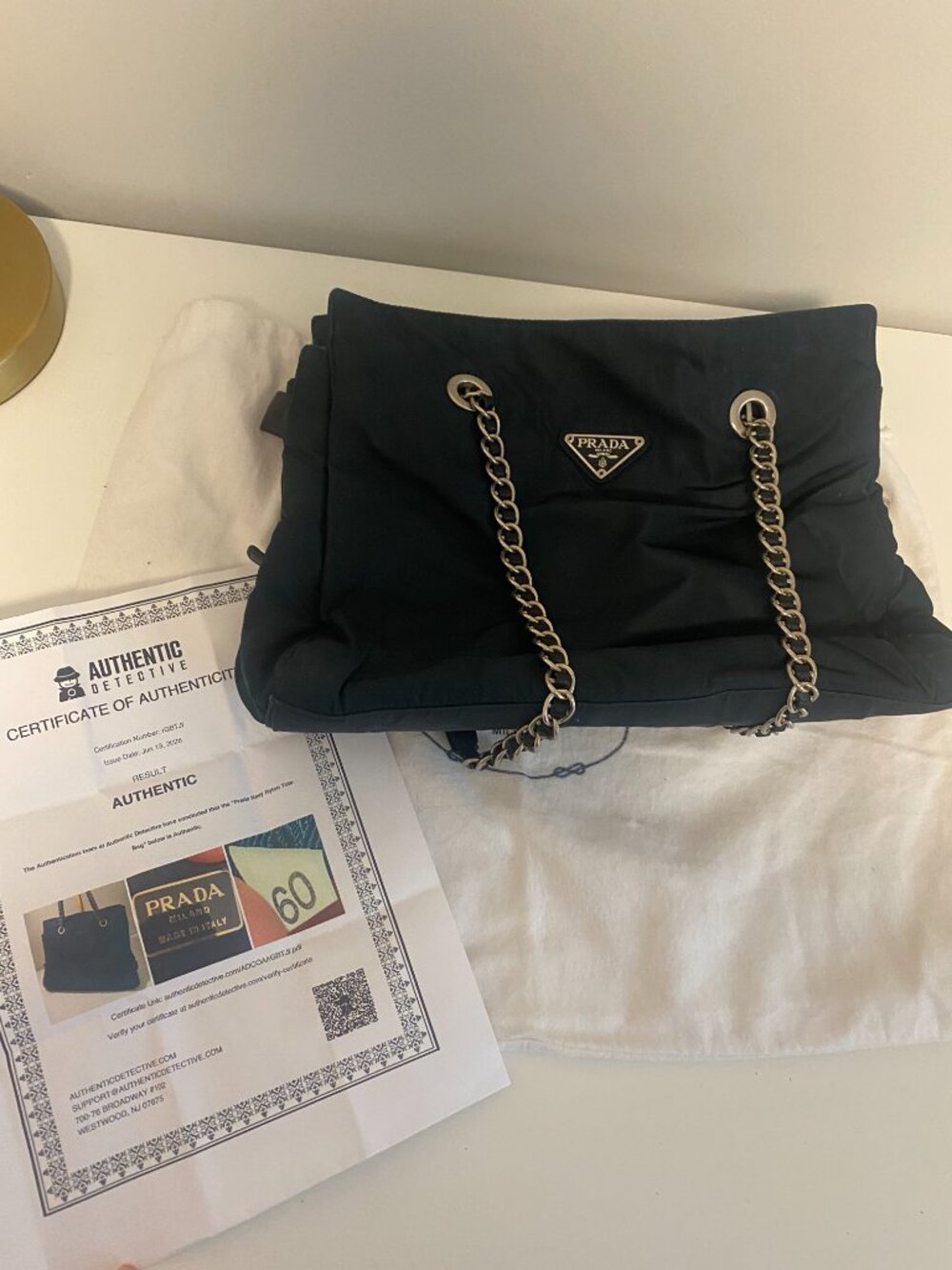 Authentic Preowned Classic Prada Nylon Shoulder Bag in Dark Navy. - Picture 4 of 17